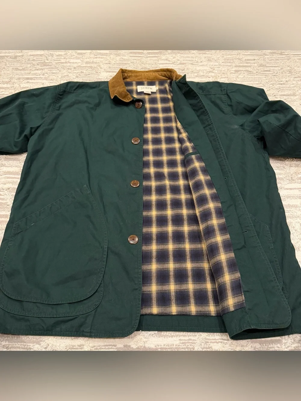 J. Crew Plaid Lined Barn Chore Jacket Men’s XL Field Corduroy Button Hunt Rare
